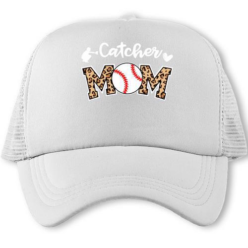 Catcher Mom Baseball Mom Leopard Game Day Trucker Cap - Sportilla
