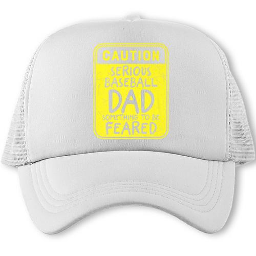 Caution Serious Baseball Dad Something To Be Feared Premium Trucker Cap - Sportilla