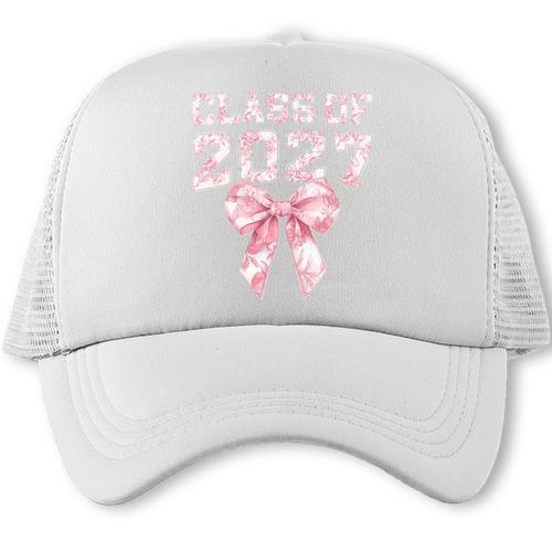 Class Of 2027 Preppy Coquette Bow Back To School Graduation Premium Tri-Blend Trucker Cap - Savourry