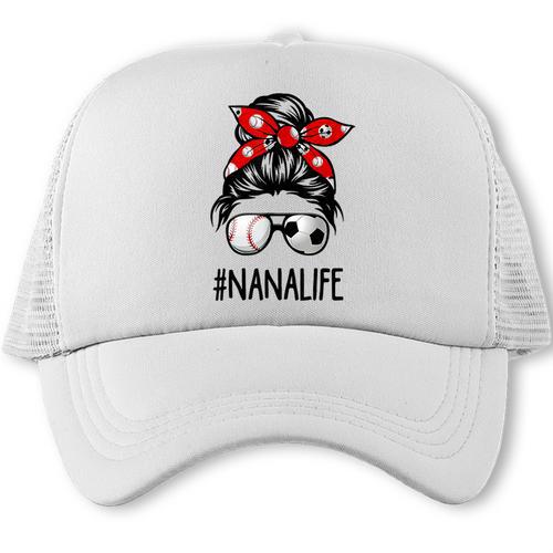Classy Nana Life Soccer Messy Bun Baseball Mother's Day Trucker Cap - Sportilla