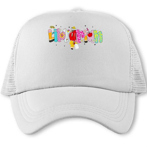 Coquette Pencil Bow Librarian Back To School Bookworm Trucker Cap - Savourry