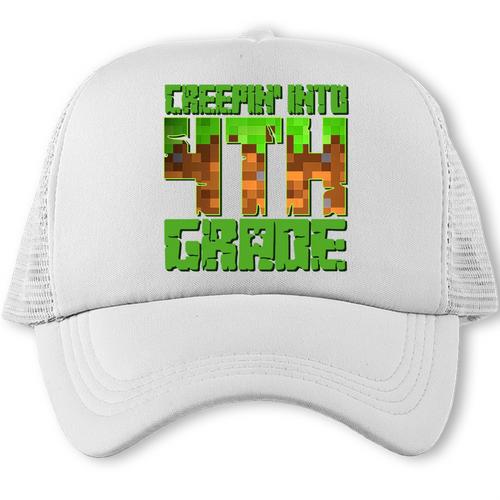 Creepin’ Into 4th Grade Kids Boy Gamer Pixel Back To School Performance Trucker Cap - Savourry
