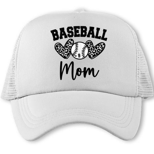 Custom Baseball Mom Number 9 Heart For Mom Trucker Cap - Sportilla