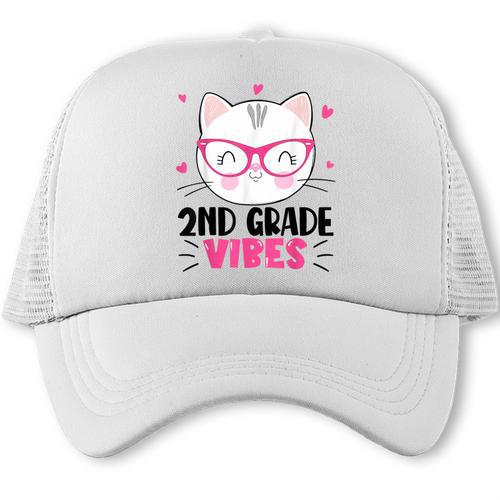 Cute 2nd Grade Vibes Cat Kitten Lover Back To School Girls Trucker Cap - Savourry