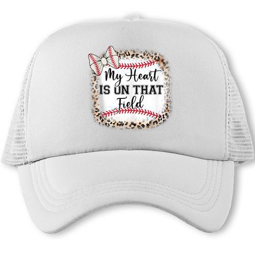 Cute Baseball Mom My Heart On That Field Sister Girl Toddler Trucker Cap - Sportilla