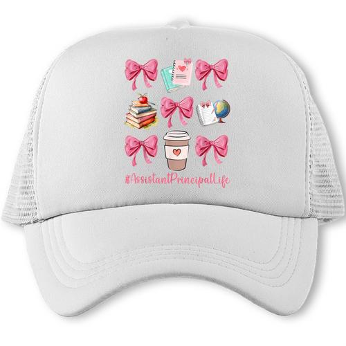Cute Coquette Bows Assistant Principal Life Back To School Trucker Cap - Savourry