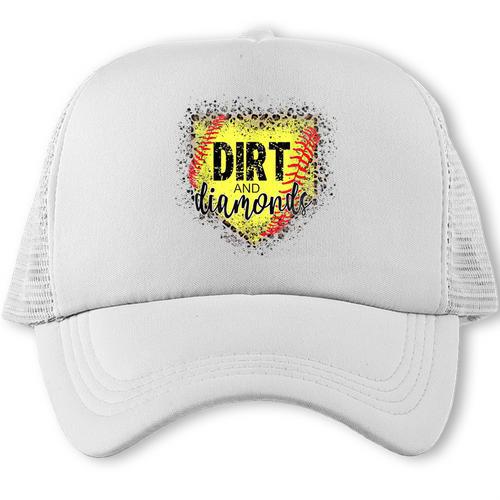 Dirt And Diamonds Baseball Leopard Baseball Mom Trucker Cap - Sportilla