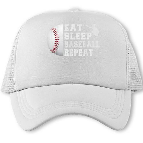 Eat Sleep Baseball Repeat Catcher Boys Youth Men Trucker Cap - Sportilla
