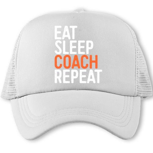 Eat Sleep Coach Repeat Shirt Men Women Baseball Lover Trucker Cap - Sportilla