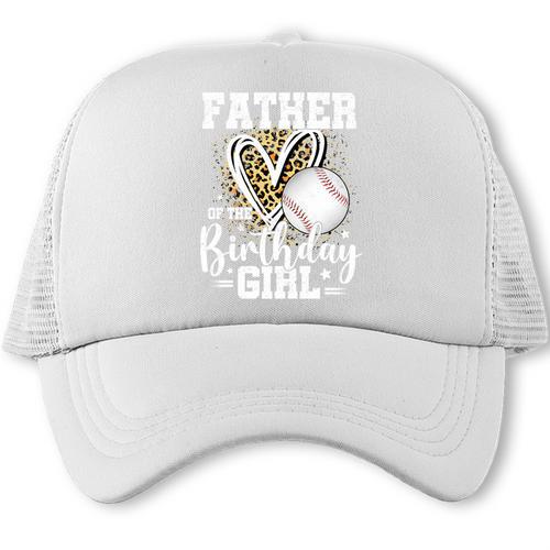 Father Of The Birthday Girl Baseball Dad Leopard Heart Premium Tri-Blend Trucker Cap - Sportilla