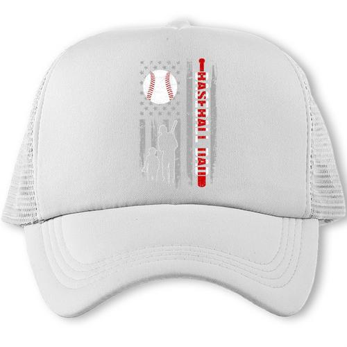 Father's Day USA Flag Patriotic Baseball Dad Premium Trucker Cap - Sportilla