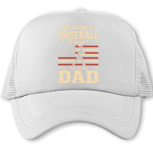 My Favorite Baseball Player Calls Me Dad Baseball Dad Premium Tri-Blend Trucker Cap - Sportilla