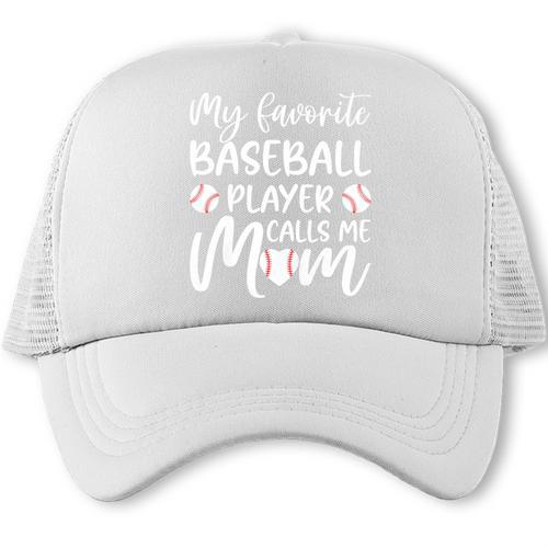 My Favorite Baseball Player Calls Me Mom For Baseball Mom Premium Trucker Cap - Sportilla