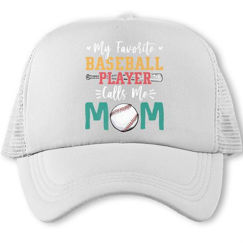 My Favorite Baseball Player Calls Me Mom Baseball Mom Premium Trucker Cap - Sportilla