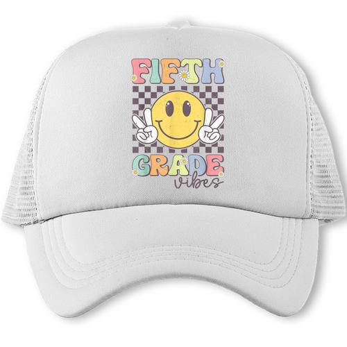 Fifth Grade Vibes Smile Face 5th Grade Team Back To School Trucker Cap - Savourry
