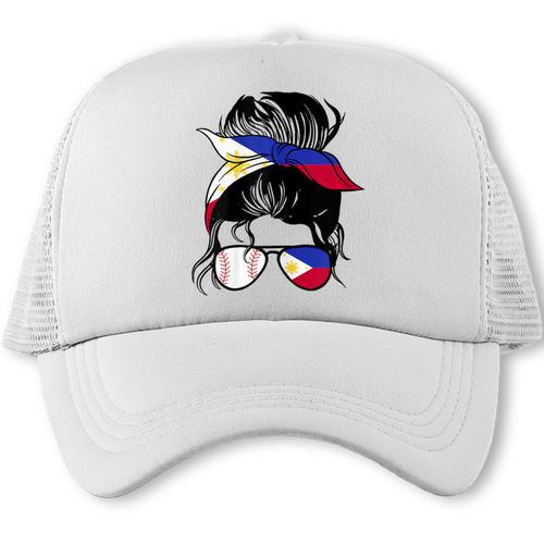 Filipina Baseball Mom Philippines Flag Baseball Girl Trucker Cap - Sportilla