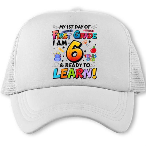 First 1st Grade First Day Of School Back To School Kids Trucker Cap - Savourry