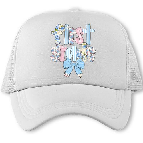 First Grade Coquette Bow Pencil First Day Back To School Performance Trucker Cap - Savourry