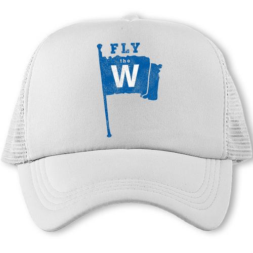 Fly The W Chicago Baseball Winning Flag Distressed Premium Tri-Blend Trucker Cap - Sportilla