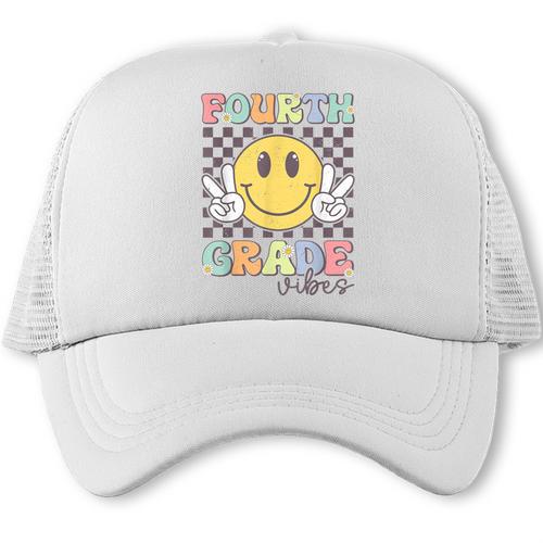 Fourth Grade Vibes Smile Face 4th Grade Team Back To School Trucker Cap - Savourry