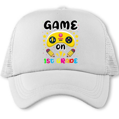 Game On 1st Grade Cute Video Gamer Back To School 2026 Kids Trucker Cap - Savourry