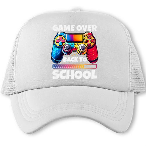 Game Over Back To School Gaming Controller Kids Gamer Premium Tri-Blend Trucker Cap - Savourry