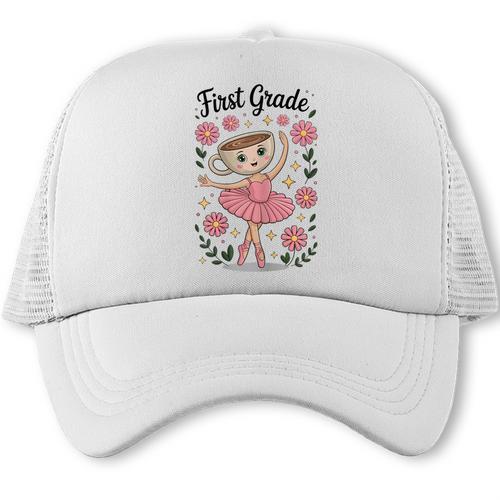 Girls Back To School Cappuccina Italian Brainrot First Grade Trucker Cap - Savourry