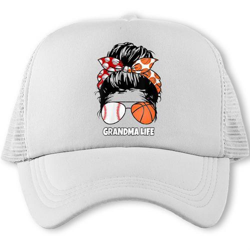 Grandma Life Basketball And Baseball Mom Funny Trucker Cap - Sportilla