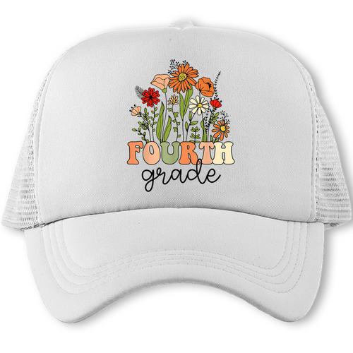 Groovy Fourth Grade Wildflowers Back To School 4th Grade Trucker Cap - Savourry