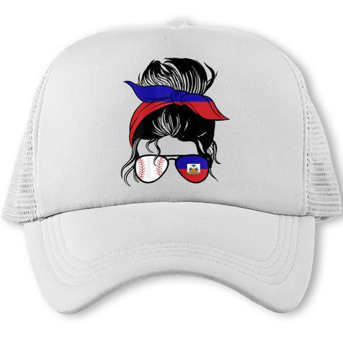 Haitian Baseball Mom Haiti Flag Baseball Girl Trucker Cap - Sportilla
