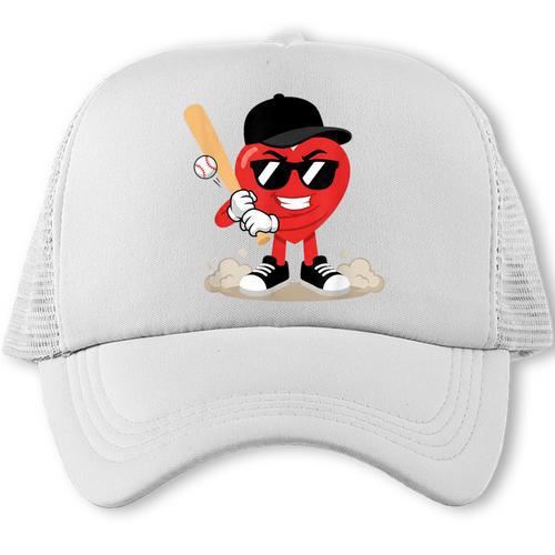 Heart Playing Baseball Valentine Baseball Trucker Cap - Sportilla