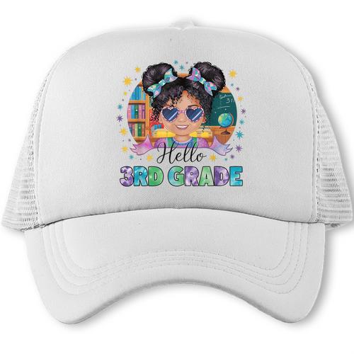Hello 3rd Grade Girl Back To School Kids Boys Girls Trucker Cap - Savourry