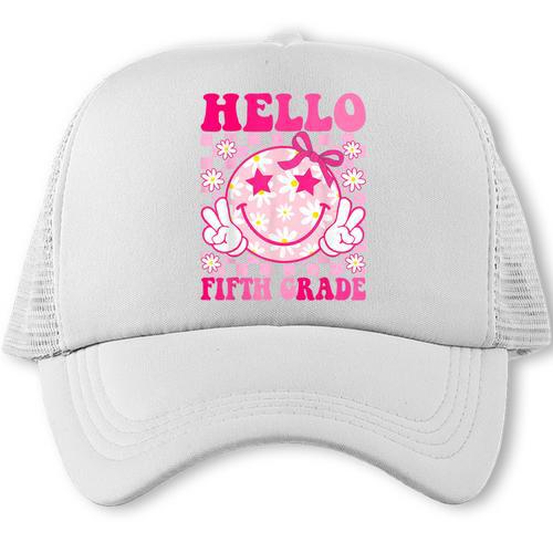 Hello Fifth Grade Coquette Bow Back To School 5th Grade Girl Trucker Cap - Savourry