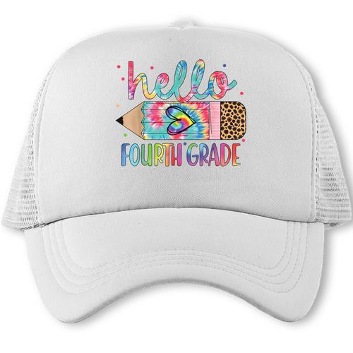 Hello Fourth Grade Tie Dye Pencil Back To School 4th Grade Trucker Cap - Savourry