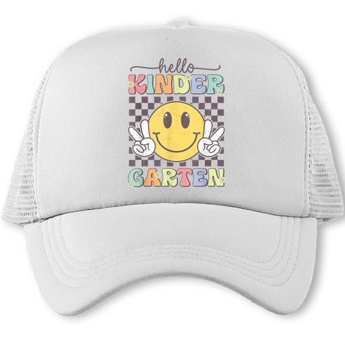 Hello Kindergarten Hippie Smile Face Back To School Trucker Cap - Savourry