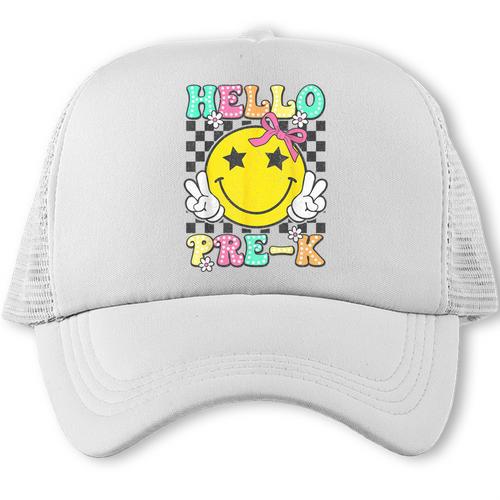Hello Pre-K Coquette Bow Back To School Preschool Girl Trucker Cap - Savourry