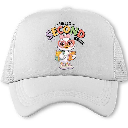 Hello Second Grade Cute Goose Back To School 2nd Grade Girls Trucker Cap - Savourry