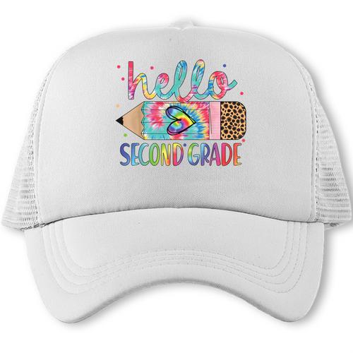 Hello Second Grade Pencil Tie Dye Back To School 2nd Grade Trucker Cap - Savourry