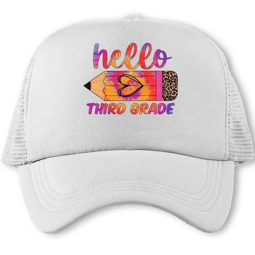 Hello Third Grade Back To School Pencil Tie Dye 3rd Grade Performance Trucker Cap - Savourry