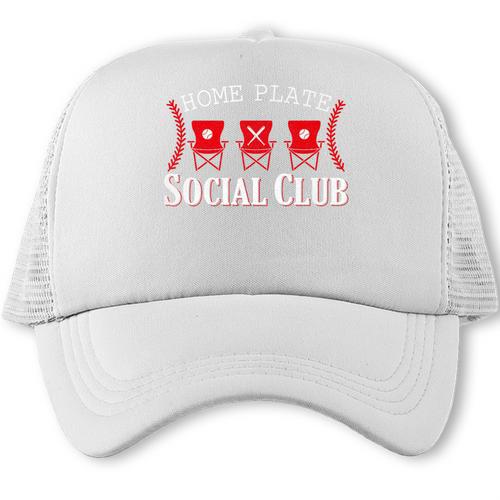 Home Plate Social Club Softball Season Baseball Mom Premium Trucker Cap - Sportilla