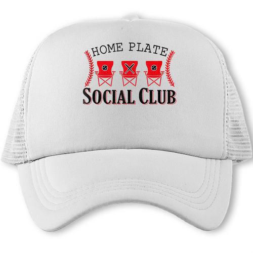 Home Plate Social Club Softball Season Baseball Mom Trucker Cap - Sportilla