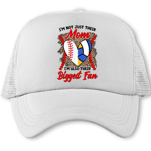 I'm Their Biggest Fan Volleyball Baseball Mom Trucker Cap - Sportilla