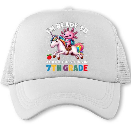 I'm Ready To Axolotl Questions In 7th Grade Back To School Premium Tri-Blend Trucker Cap - Savourry
