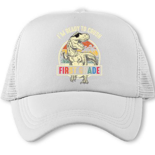 I'm Ready To Crush First Grade Dinosaur T Rex Back To School Performance Trucker Cap - Savourry