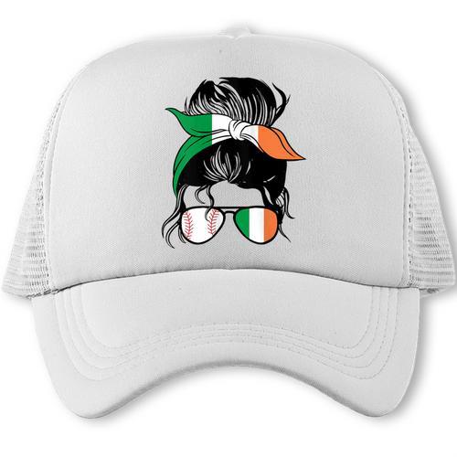 Ireland Baseball Mom Messy Bun Irish Baseball Girl Trucker Cap - Sportilla