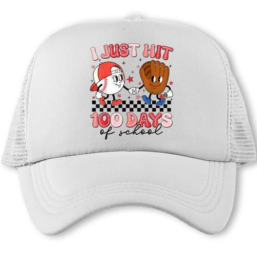 I Just Hit 100 Days Of School Baseball Boy Girl Teacher Trucker Cap - Sportilla