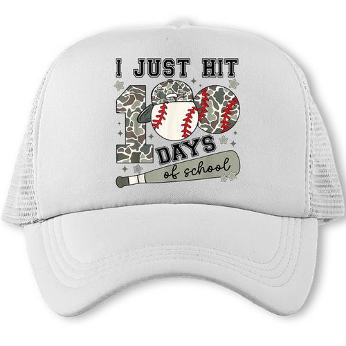 I Just Hit 100 Days Of School Teacher Baseball Boys Kids Trucker Cap - Sportilla