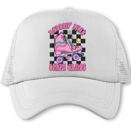 Kids Back To School Skating Rollin Into Sixth 6th Grade Trucker Cap - Savourry