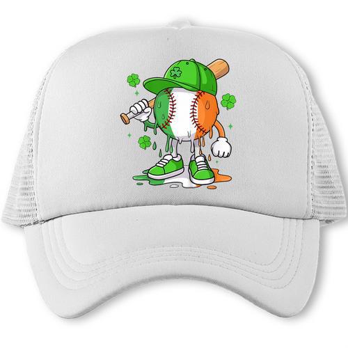 Kids Boys St Patricks Day Irish Flag Kids Baseball Ice Cream Drip Trucker Cap - Sportilla