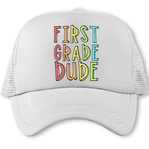 Kids First Day Of First Grade Dude 1st Grade Back To School Boys Trucker Cap - Savourry